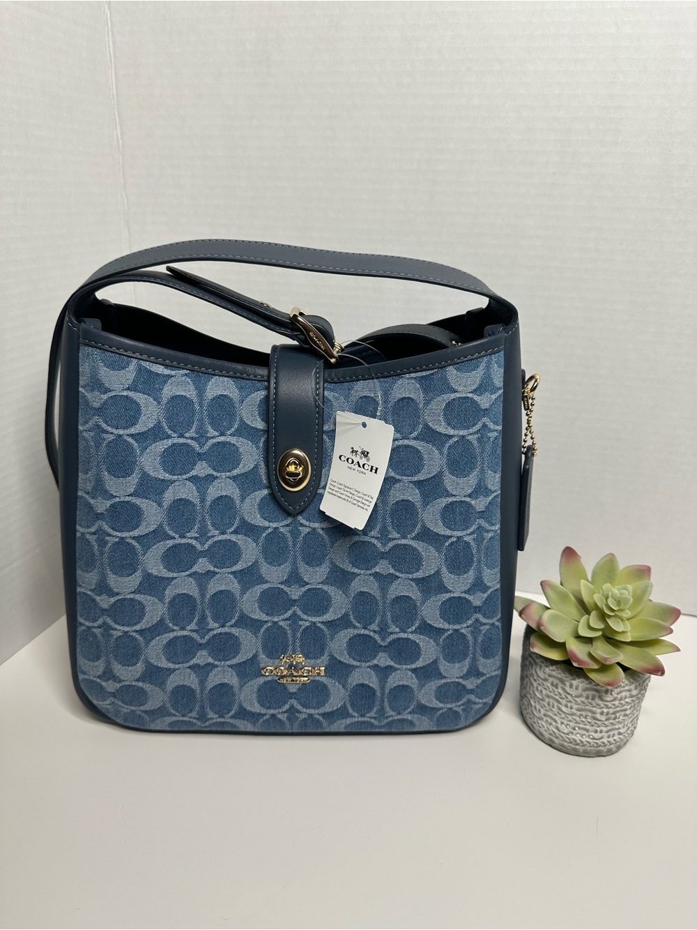 Coach Denim Signature Shoulder Bag in Blue